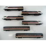 A group of HORNBY OO gauge Mk4 rolling stock comprising 2 x Class 91 electric locomotive (with