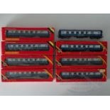 A group of mostly boxed HORNBY OO gauge Golden Arrow Pullman cars in BR blue/grey livery - G/VG in