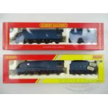 A pair of HORNBY OO gauge Class A4 steam locomotives in LNER blue comprising 'Peregrine' and '