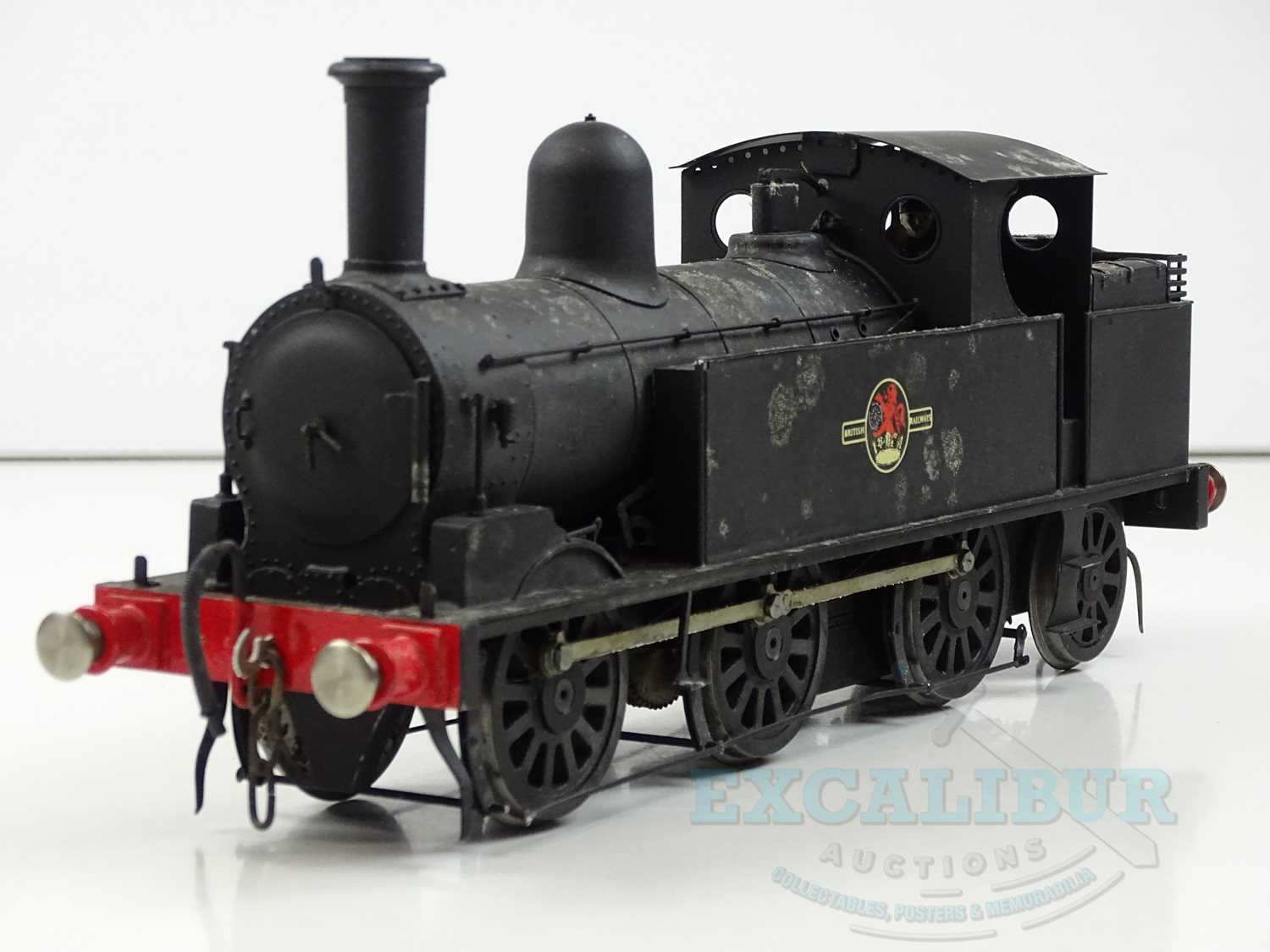A kitbuilt Gauge 1 2-rail DC ex-LNWR Coal Tank 0-6-2T steam locomotive in BR black livery (
