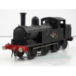 A kitbuilt Gauge 1 2-rail DC ex-LNWR Coal Tank 0-6-2T steam locomotive in BR black livery (