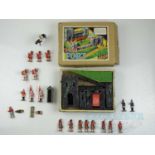 A TRI-ANG wooden fort in original box together with a selection of diecast and plastic soldiers by