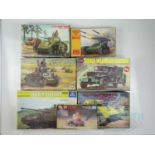 A group of 1:35 scale unbuilt plastic model kits by various manufacturers including AIRFIX and