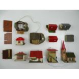 A small group of vintage plastic HO gauge kit built buildings by FALLER and others - F/G (