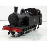 A kitbuilt Gauge 1 2-rail DC ex-LMS class 3F Jinty 0-6-0T steam locomotive in BR black livery,