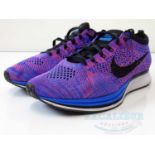 NIKE - Flyknit Racer Trainers - Game royal/ Black/Pink flash - UK 7/ US 8 - New / Unused / Boxed