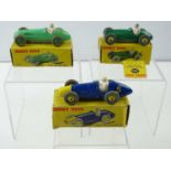 A group of three DINKY Grand Prix Racing Cars comprising: 23H Ferrari and 23J HWM & 233 in incorrect