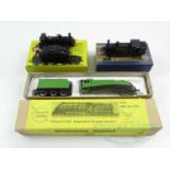 A group of OO gauge kitbuilt steam locomotives comprising a RATIO Johnson 2-4-0 in LMS black, an