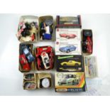 A quantity of slot car bodies and accessories together with some plastic car kits - F/G in G boxes