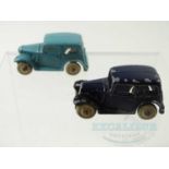 A pair of Pre-War DINKY 35a Austin 7 saloon cars, cream wheels, condition F/G (2)