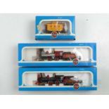 A group of AIRFIX HO gauge American outline steam locomotives and caboose in Union and Central