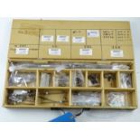 A large quantity of SOMMERFELDT HO gauge catenary parts in a custom wooden case - VG (Q)