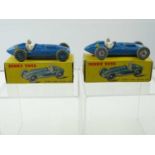 A Pair DINKY 230 (23k) Talbot-Lago Racing Cars, both blue with racing number 4, one with blue hubs