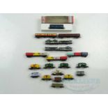 A group of mostly unboxed N gauge British outline wagons and coaches by LIMA and others - G/VG in