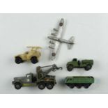A group of mixed unboxed military diecast including a DINKY Boeing Flying Fortress with gliding hole