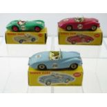 A group of three DINKY racing cars comprising 110 Aston Martin and 2 x 107 Sunbeam Alpine - F/G (one