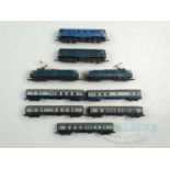 A group of unboxed N gauge British outline locomotives and coaches by LIMA all in BR blue/grey - G