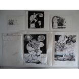 RICHARD WILLSON - A group of 5 Richard WILLSON satirical cartoon black and white drawings with