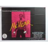 MCVICAR (1980) - A UK Quad film poster featuring pink artwork with yellow writing - folded (1 in