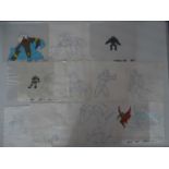 A folio of animators drawings and painted cells for the TV show HE-MAN & MASTERS OF THE UNIVERSE (