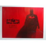 THE BATMAN (2022) - A UK Quad film poster featuring red background and the silhouette of Robert