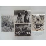 WHEN DINOSAURS RULED THE EARTH (1970) - 4 x large black and white publicity stills - flat/