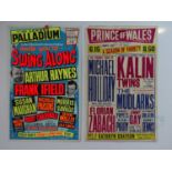 A pair of 1950s variety promotional posters comprising SWING ALONG WITH…. At The Famous London