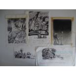 RICHARD WILLSON - A group of 5 Richard WILLSON black and white satirical cartoon drawings with