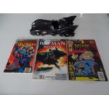 BATMAN - A selection of Batman related memorabilia comprising: 3 x comics and an unboxed