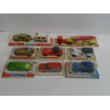A group of MAJORETTE cars, an articulated lorry and a car and caravan twin pack together with a