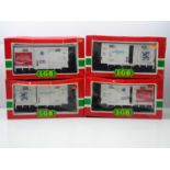 A group of LGB G Scale refrigerated beer and coca cola vans - comprising 2 x 4031 and 2 x 4032L -
