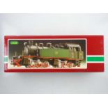 An LGB G scale 2085D Mallet articulated steam locomotive in green livery - E (came to us still