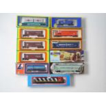 A group of HO gauge American outline rolling stock comprising a diesel loco my MODEL POWER and