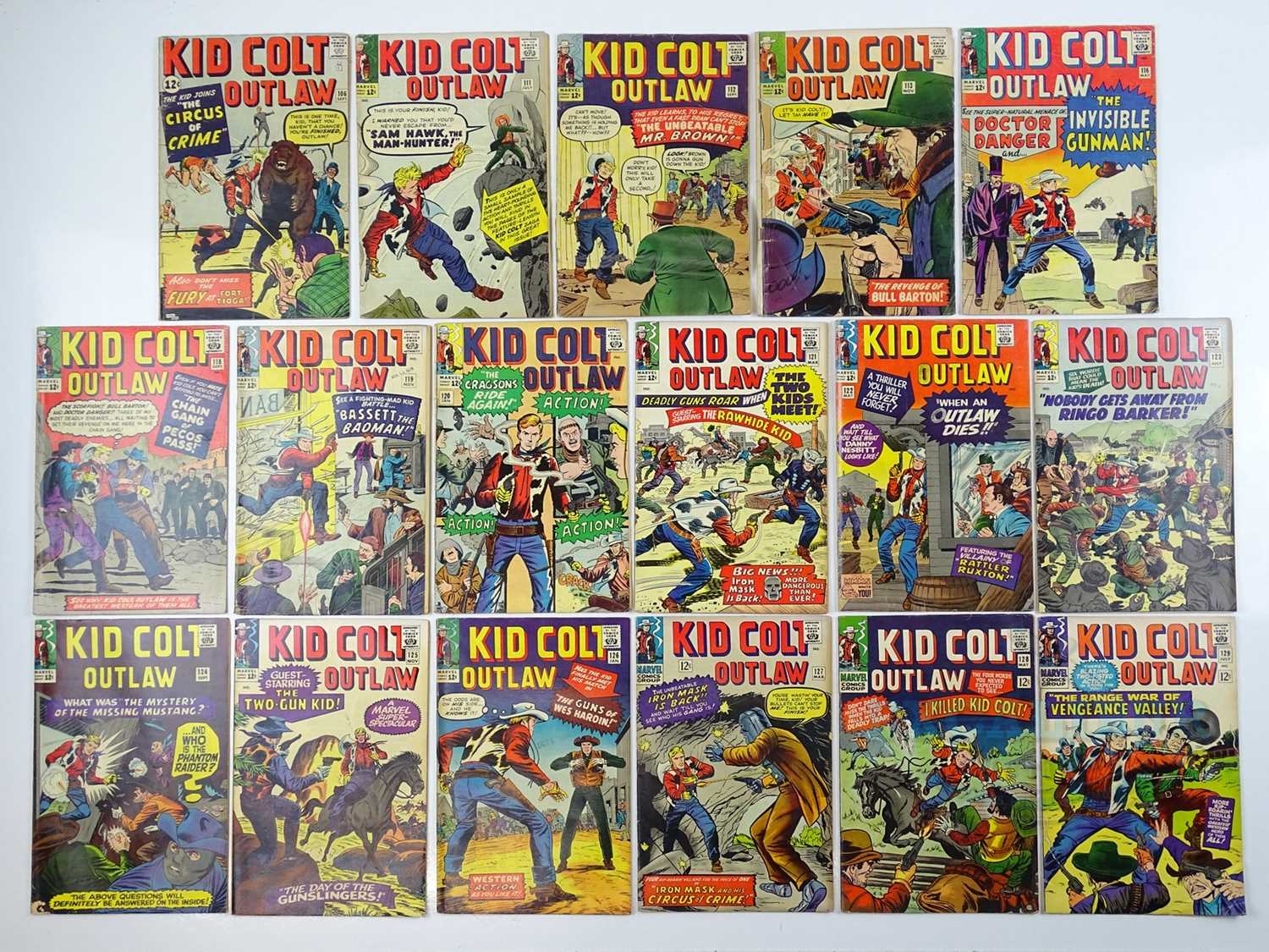 KID COLT OUTLAW (17 in Lot) - (1962/66 - MARVEL) - Includes #106, 111, 112, 113, 116, 118, 119, 120,