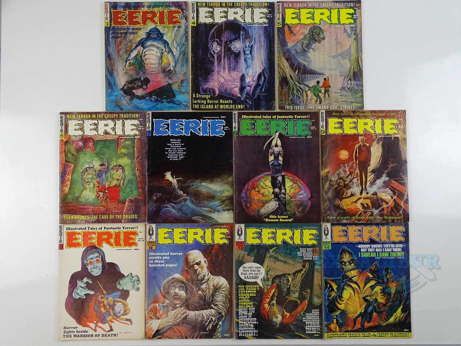 EERIE MAGAZINE (11 in Lot) - (1966/1967 - WARREN) #3 to 10, 12 to 14 - Horror anthology, includes