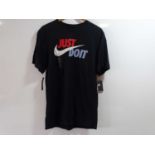 NIKE - Just do it Tee Shirt - Black with red and grey logo - Size Medium - BNWT