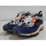 NIKE - Air Max 98 Trainers - UK7 / US8 - White / Deep Royal Blue - Boxed with Light Wear