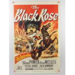 THE BLACK ROSE (1950) fiery action artwork of Tyrone Power and Orson Welles for this adventure
