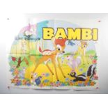 WALT DISNEY - BAMBI (1985 release) - A UK quad film poster together with synopsis - folded (2)