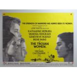 THE TROJAN WOMEN (1971) - A UK Quad movie poster featuring Roger Boumendil artwork of Katharine
