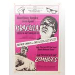 DRACULA PRINCE OF DARKNESS / THE PLAGUE OF THE ZOMBIES (1966) US one sheet Double Bill movie