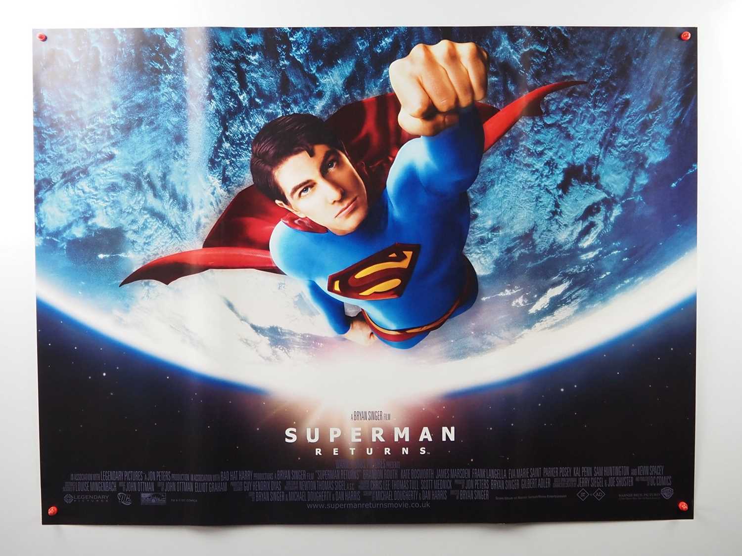 A small group of superhero UK Quad film posters comprising SUPERMAN RETURNS (2006); BATMAN BEGINS (