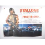 FIRST BLOOD (1982) UK Quad movie poster featuring character defining artwork of Sylvester Stallone
