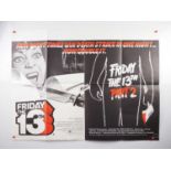 A pair of UK Quad film posters FRIDAY THE 13TH / FRIDAY THE 13TH PART 2 (1981) - Double Bill