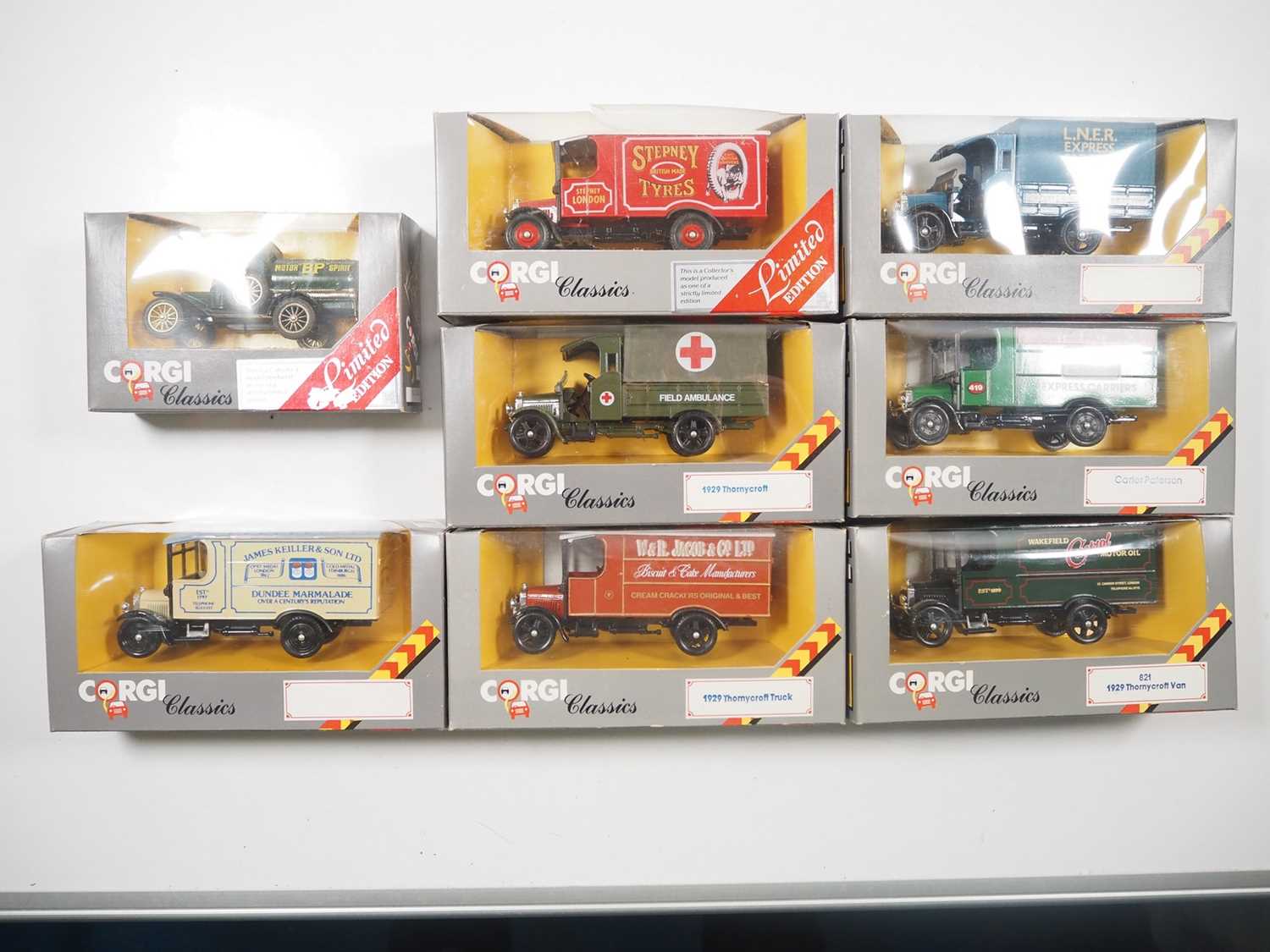 A group of CORGI CLASSICS vintage vans, mostly Thorneycrofts - VG in G/VG boxes (8)