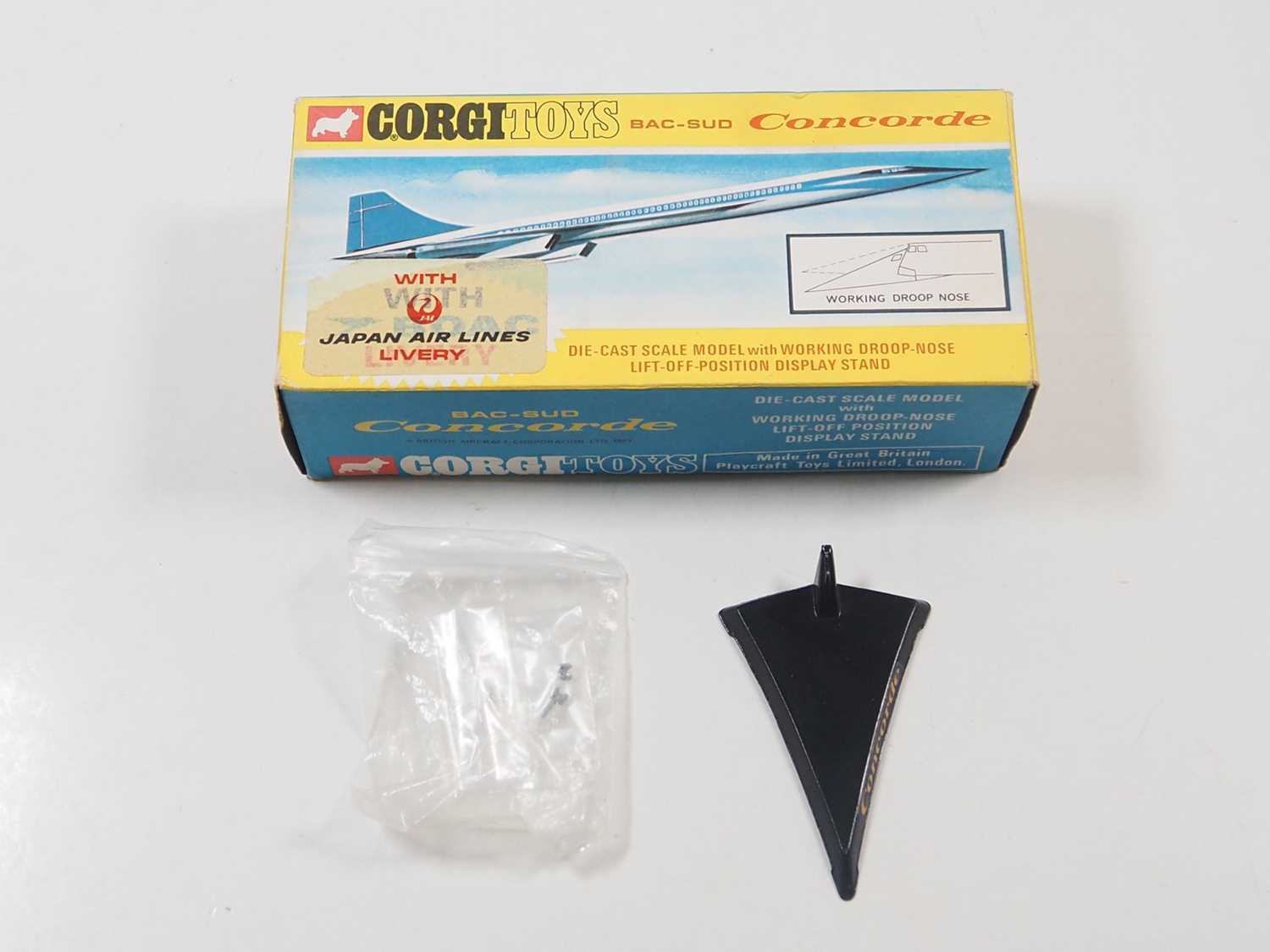 A rare boxed CORGI Toys No 652 Japan Air Lines BAC-SUD Concorde complete with stand and inner - Image 5 of 7