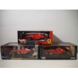 A group of HOTWHEELS 1:18 scale Ferrari Formula 1 diecast racing cars comprising Rubens Barrichello,