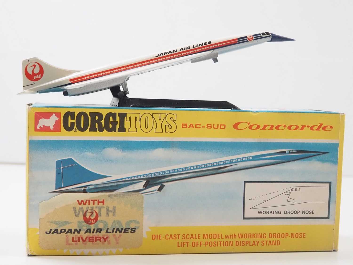 A rare boxed CORGI Toys No 652 Japan Air Lines BAC-SUD Concorde complete with stand and inner - Image 2 of 7