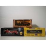 A pair of 1:18 scale Ferrari racing cars by JOUEF and SHELL CLASSICO together with a 1:24 SNAP-ON