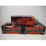 A group of HOTWHEELS and BBURAGO 1:18 scale Ferrari road cars - VG/E in VG boxes (3)